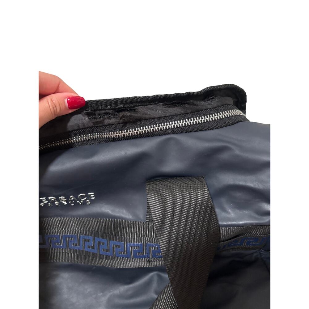 Versace Parfums Navy Duffel Bag with Greek Key Strap - Picture 3 of 6